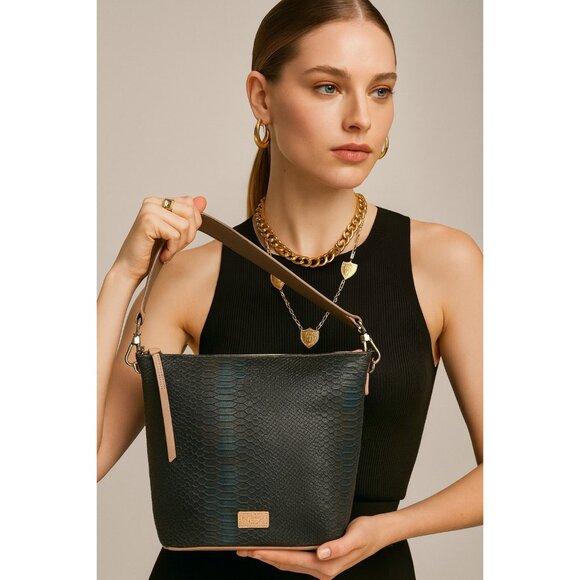 Consuela Hobo Bag – Leather & Snakeskin Print Tote Shoulder Bag – Make Today Rid - Picture 16 of 16